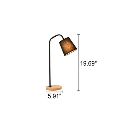 Einfache Stoffkegel-Schirm Wood Base 1-Lamp Table Lamp