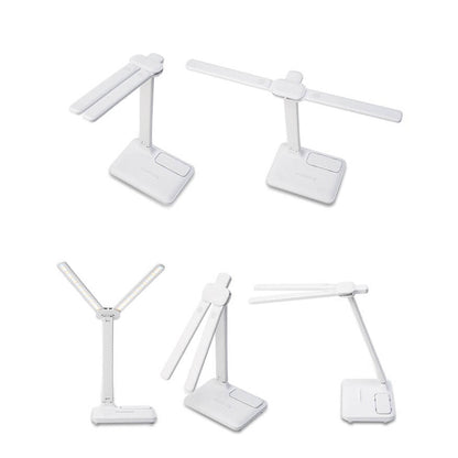 Adjustable LED Desk Lamp with Dual Heads and Multi-Angle Design