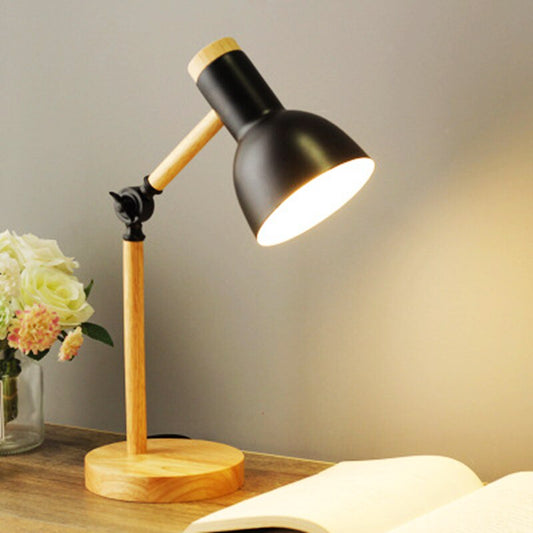 Nordic Wooden LED Desk Lamp - Adjustable, Touch Control