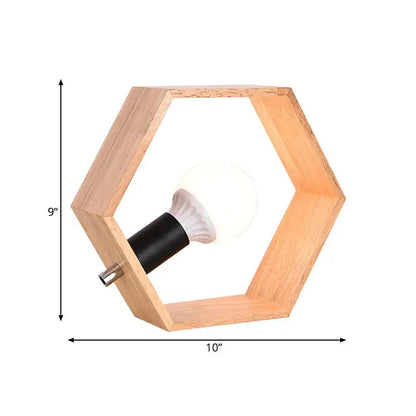 Hexagonal Wooden Table Lamp for Cozy Atmosphere
