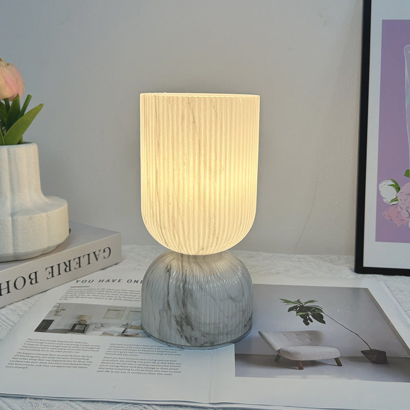 Modern Minimalist Cylinder Funnel Glass 1-Light Table Lamp