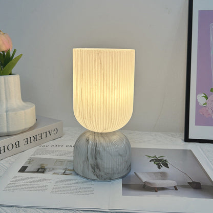 Modern Minimalist Cylinder Funnel Glass 1-Light Table Lamp