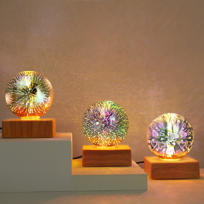 Farbige Glass Ball USB Plug 1-Light LED Decorative Table Lamp