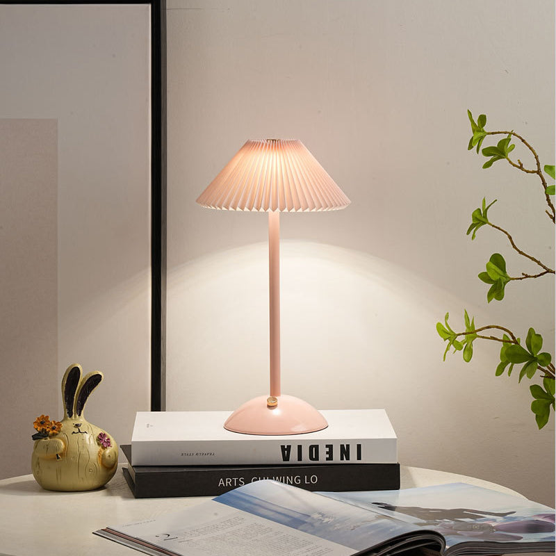 Contemporary Scandinavian Rechargeable Cone LED Table Lamp for Bedroom