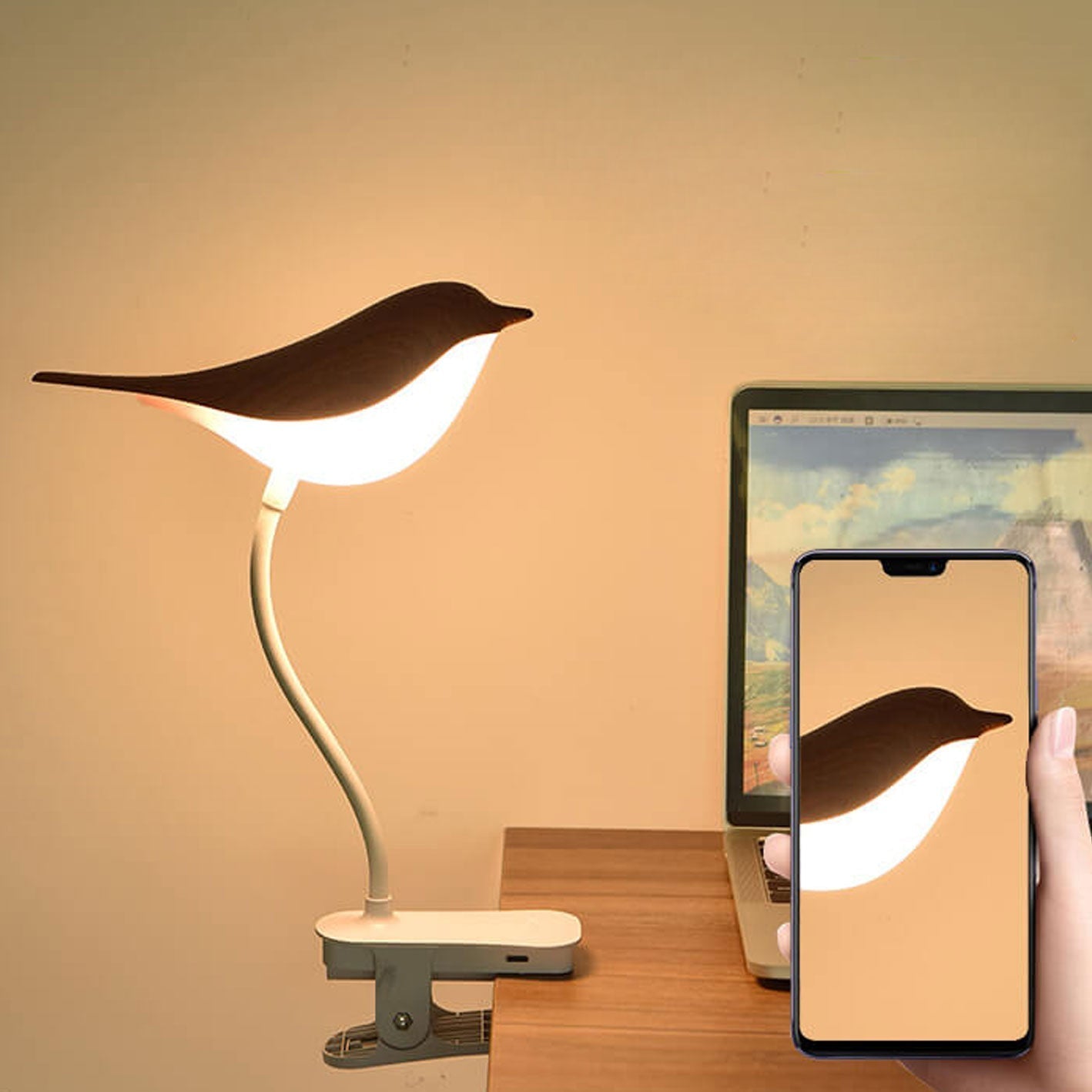 Kreative Vogel Clip USB LED Night Light Table Lamp