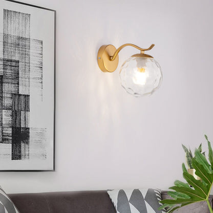 Luxus Iron Holder Spherical Glass Shade 1-Light Wall Sconce