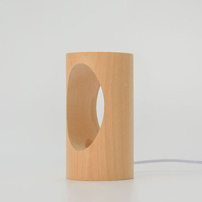 Japanese Solid Wood Rectangular LED Night Lamp USB Table Lamp