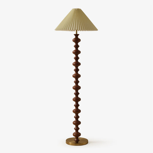 Sculpted Rhythm Wood Floor Lamp with LED Shade - Indoor Decor