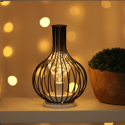 Retro Iron Wine Bottle Night Light Table Lamp LED Decor