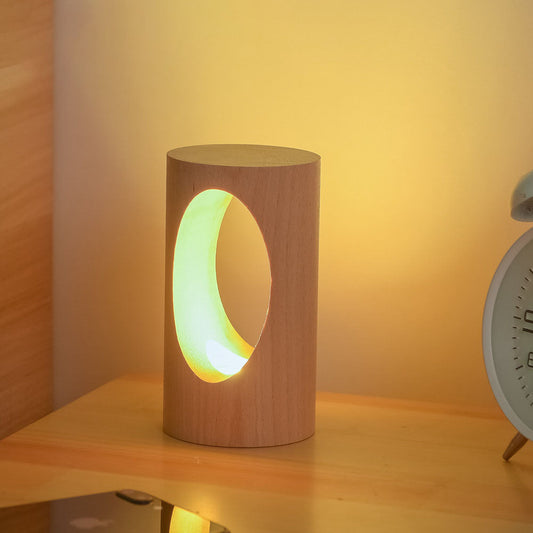 Japanese Solid Wood Rectangular LED Night Lamp USB Table Lamp
