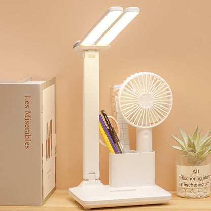 Adjustable LED Desk Lamp with Dual Heads and Multi-Angle Design