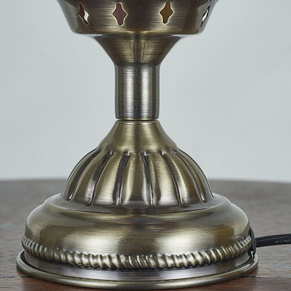 Traditional Tiffany Romantic Oval Iron Enamel 1-Light Table Lamp for Bedroom