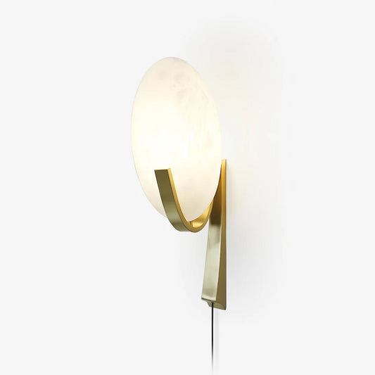 Alice Alabaster Plug-in Wall Lamp with LED and Antique Brass