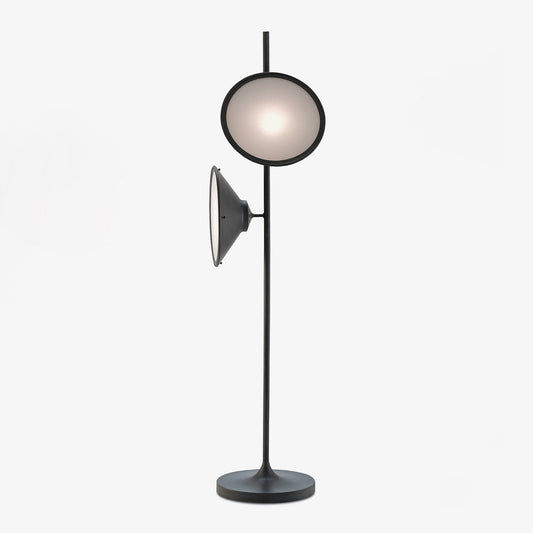 Bulat Floor Lamp with LED, Antique Black, Frosted Glass