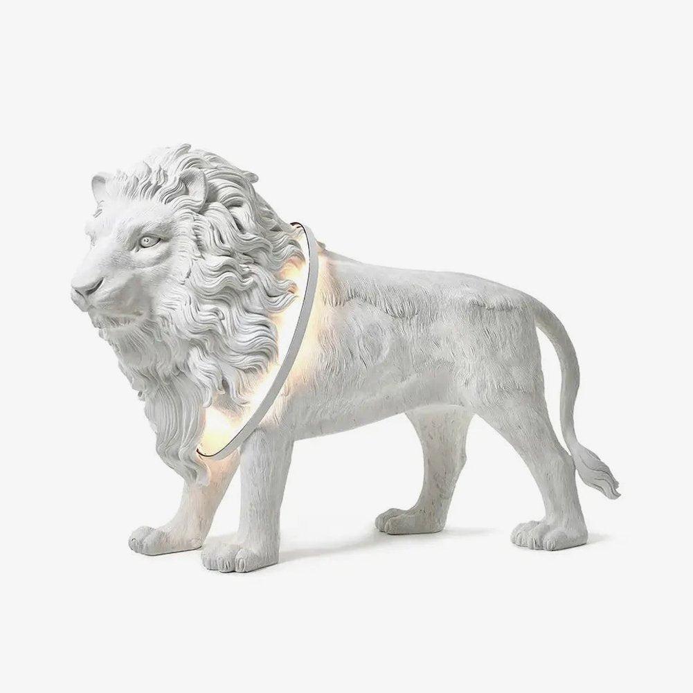 Leo Lion Sculpture Floor Lamp with LED Warm Light