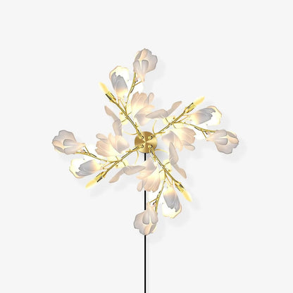 Gingko Flowers Plug-in Wall Lamp LED Gold & White Sconce