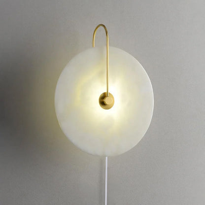 Alabaster LED Plug-In Wall Lamp with Decorative Shade