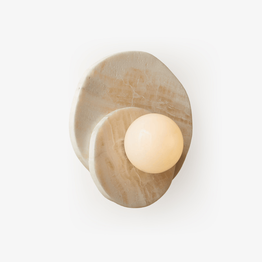 Astr Stone Wall Lamp - LED Indoor Lighting Fixture, Marble & Glass