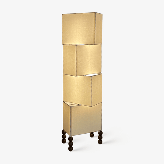 Cubia Fabric Floor Lamp with Wooden Base and LED Light