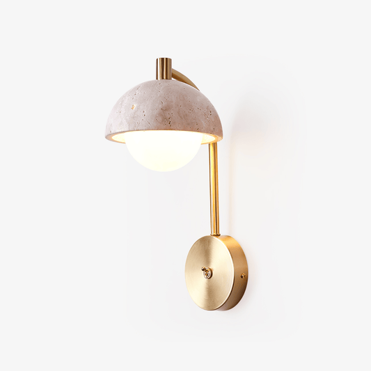 Vellum Travertine Wall Lamp with Opal Glass Globe LED