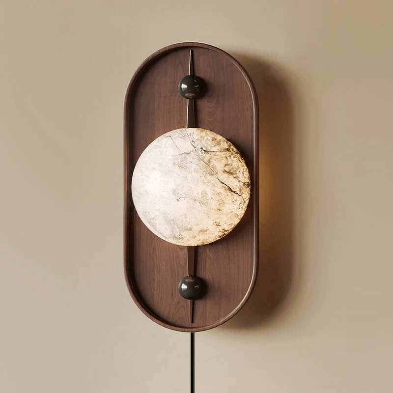 Bezel Plug-in Wall Lamp with LED and Alabaster Shade
