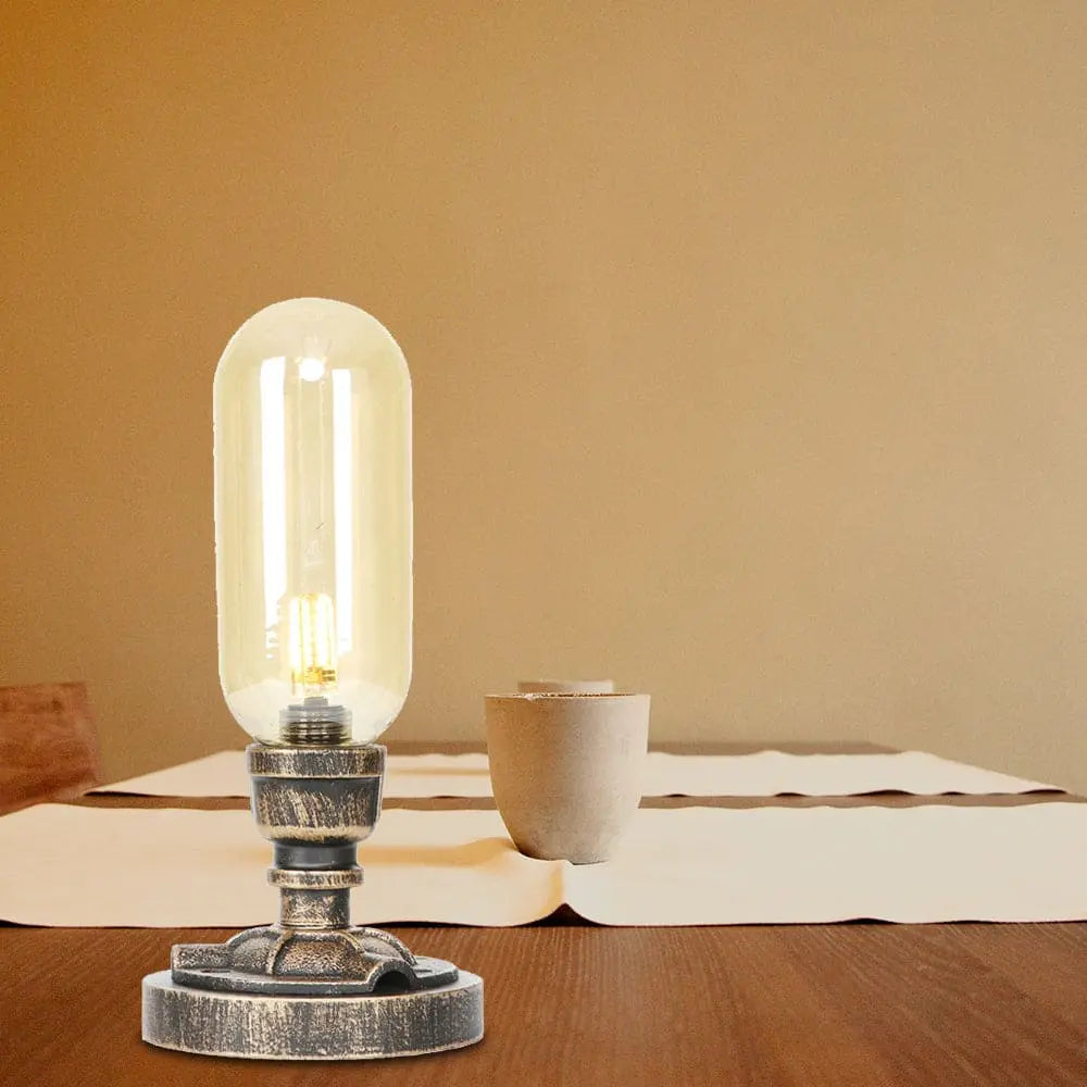 Industrial Design Table Lamp with Metal Pipe - LED Lighting