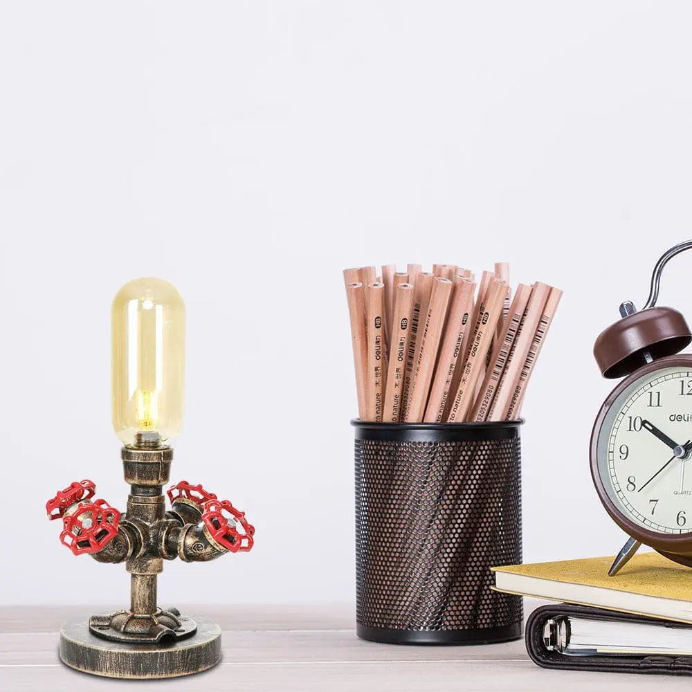 Industrial Design Table Lamp with Metal Pipe - LED Lighting