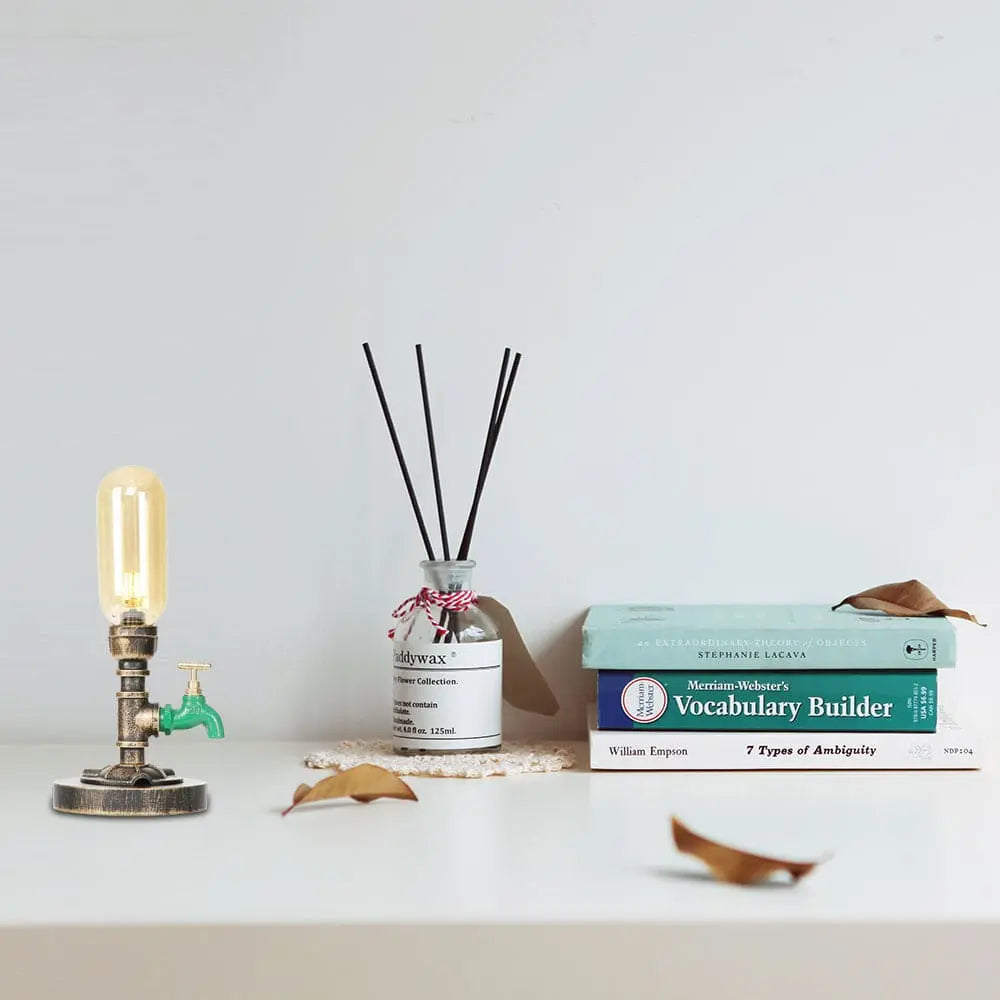 Industrial Design Table Lamp with Metal Pipe - LED Lighting