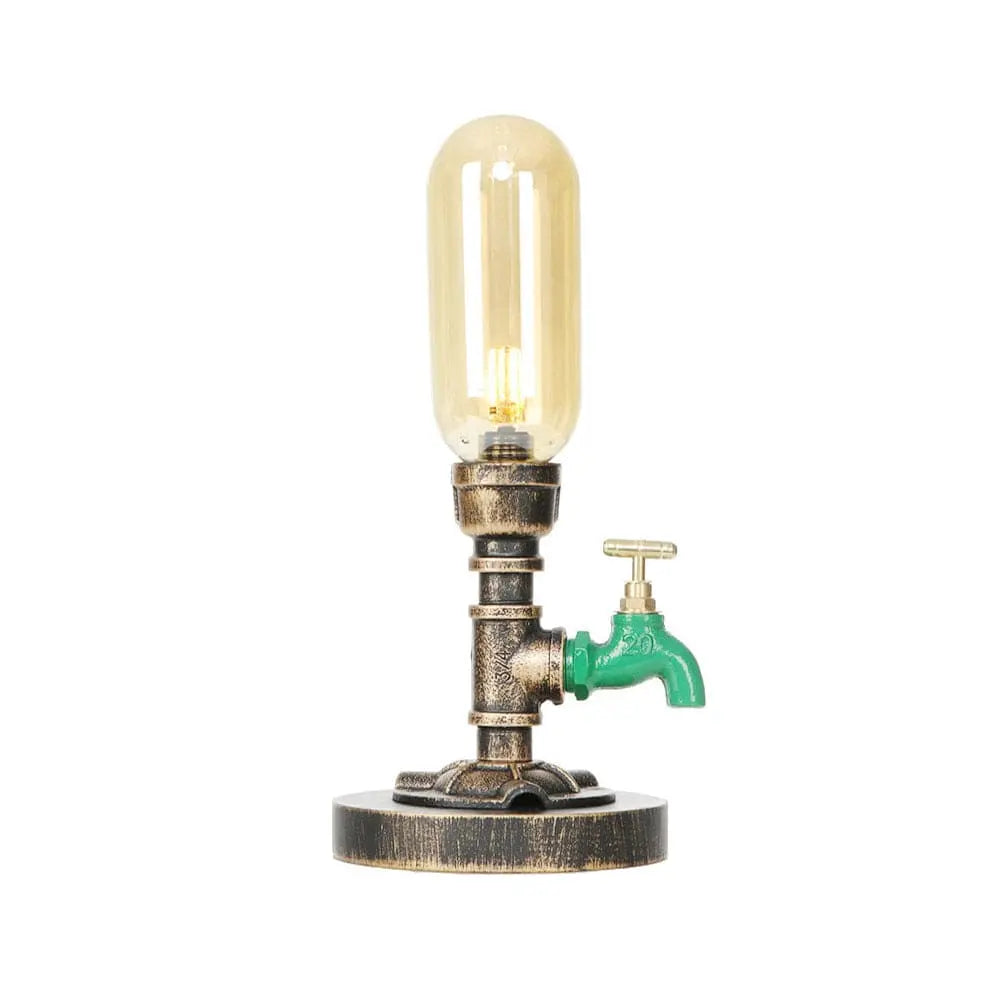 Industrial Design Table Lamp with Metal Pipe - LED Lighting