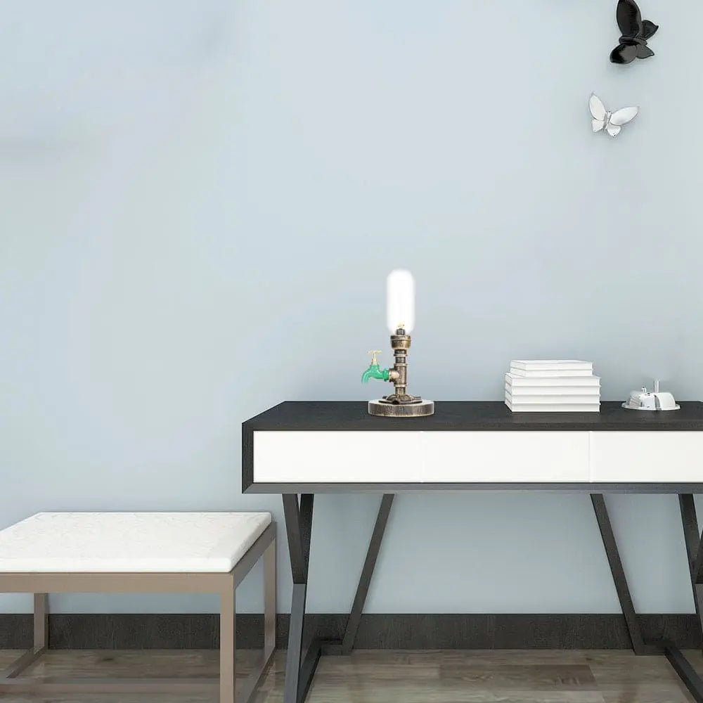 Industrial Design Table Lamp with Metal Pipe - LED Lighting