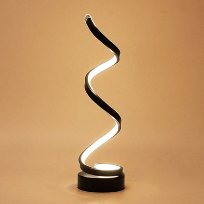 Spiral Ribbon Metal Desk Lamp Black/White/Gold LED Lighting