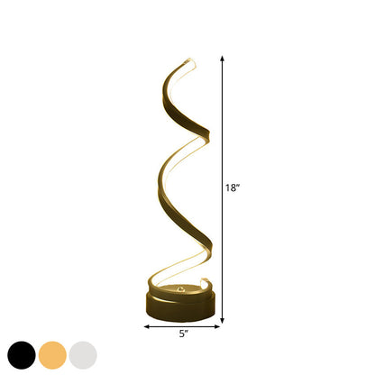 Spiral Ribbon Metal Desk Lamp Black/White/Gold LED Lighting
