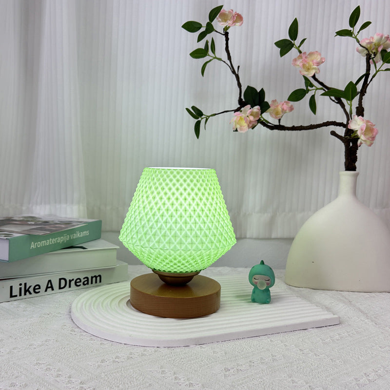 Contemporary Creative Wood Glass Tapered 1-Light Table Lamp