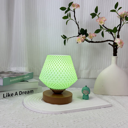 Contemporary Creative Wood Glass Tapered 1-Light Table Lamp