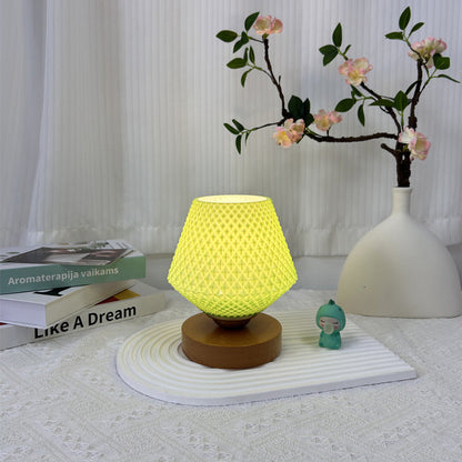Contemporary Creative Wood Glass Tapered 1-Light Table Lamp
