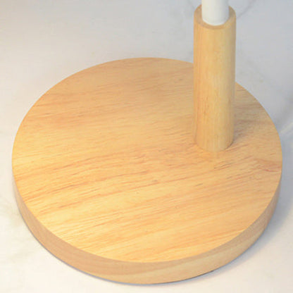 Contemporary Nordic Iron Round Shade Wooden Base 1-Light Desk Lamp for Home Office