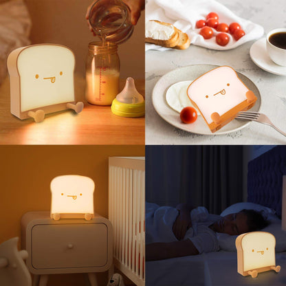 Cute Toast Bread Night Light USB Table Lamp with Timer