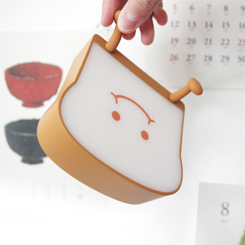 Cute Toast Bread Night Light USB Table Lamp with Timer