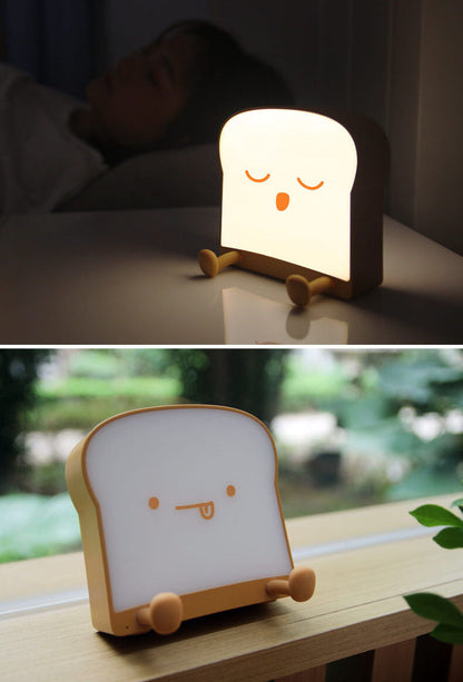 Cute Toast Bread Night Light USB Table Lamp with Timer