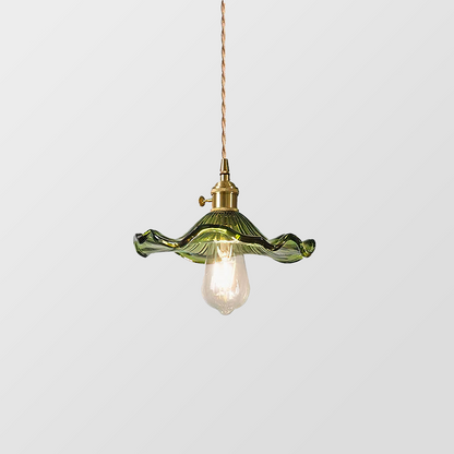 Elegant Hibiscus Glass Pendant Light – Timeless Brass and Glass Design