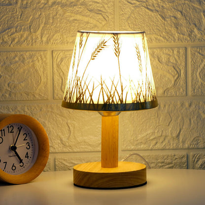 Leinen Drum Shade LED Table Lamp - 1 Light, Modern Design