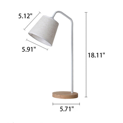 Nordic Minimalist Cone Linen Shade Wooden Base Table Lamp