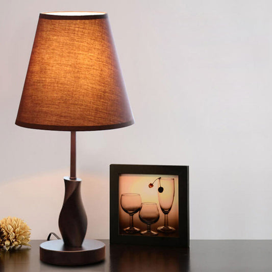 Moderne Minimalistische Solid Wood Fabric 1-Light Table Lamp