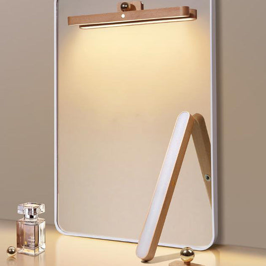 Modern Simplicity Wooden Long Bar Touch LED Mirror Light USB Wall Lamp