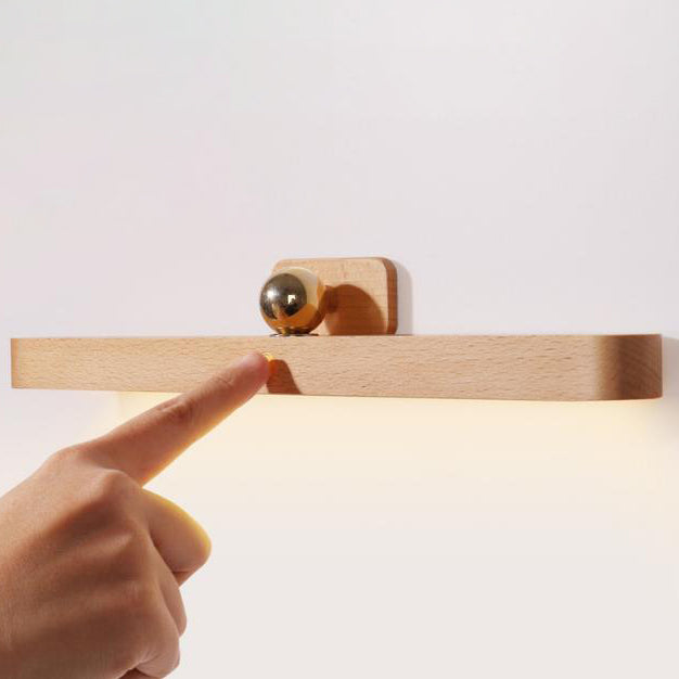 Modern Simplicity Wooden Long Bar Touch LED Mirror Light USB Wall Lamp