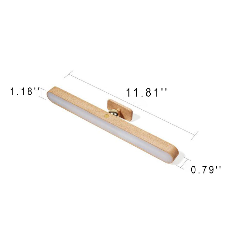 Modern Simplicity Wooden Long Bar Touch LED Mirror Light USB Wall Lamp