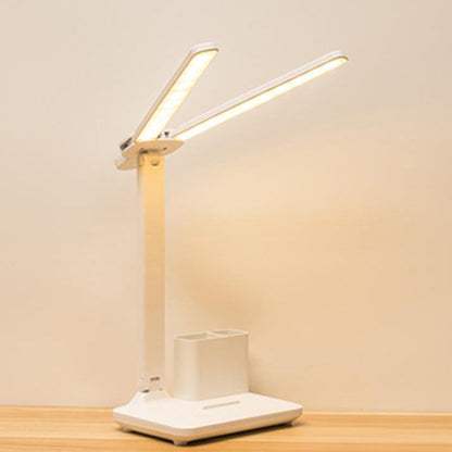 Adjustable LED Desk Lamp with Dual Heads and Multi-Angle Design