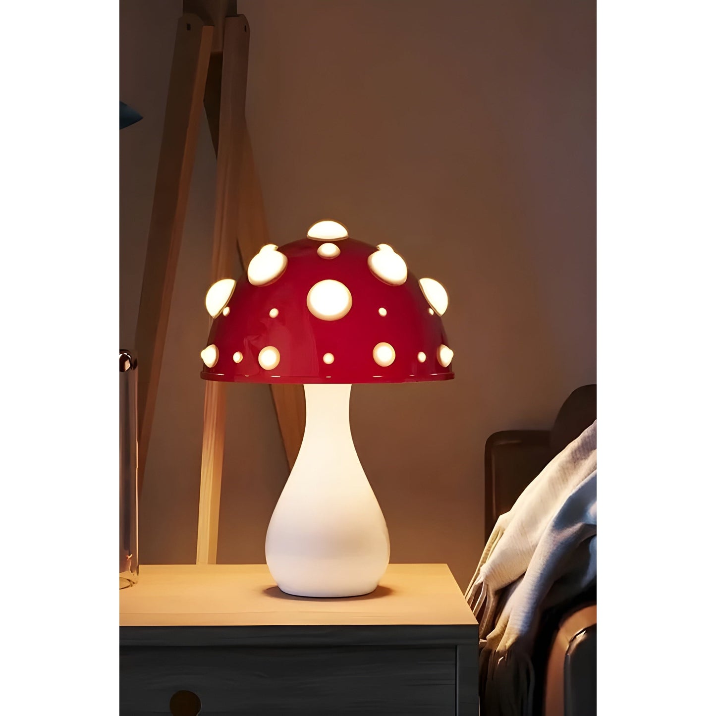 Decorative Mushroom Table Lamp - Dimmable LED Light, USB-C