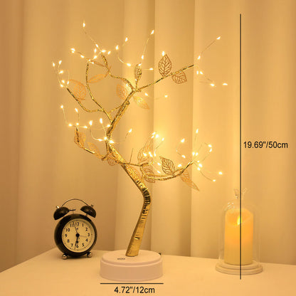 Simulation Gold Leaf Tree LED Table Lamp Decorative Light