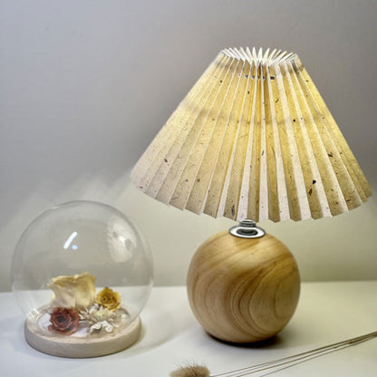 Modern Minimalist Round Fabric Fold Ceramic LED Table Lamp for Bedroom